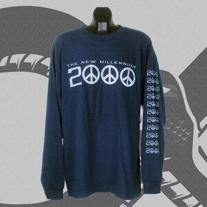 Vintage 2000 T-Shirt NYE New Millenium Long Sleeve Men's XL Navy Blue